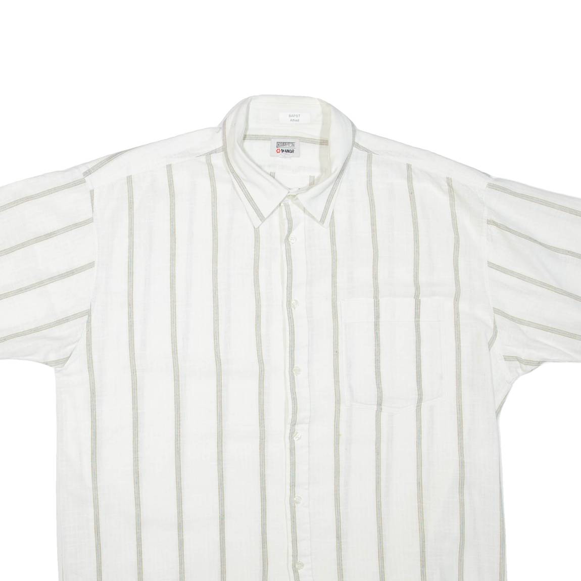 BAPST Mens Shirt White Striped L
