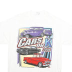 HANES Mens White Cars On K 2008 Graphic T-Shirt L Short Sleeve Crew Neck Casual