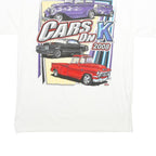 HANES Mens White Cars On K 2008 Graphic T-Shirt L Short Sleeve Crew Neck Casual