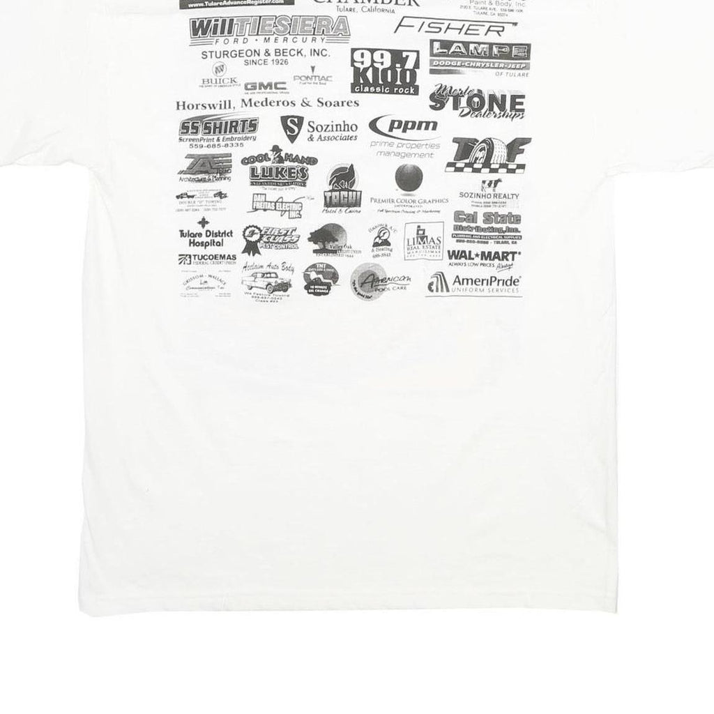 HANES Mens White Cars On K 2008 Graphic T-Shirt L Short Sleeve Crew Neck Casual