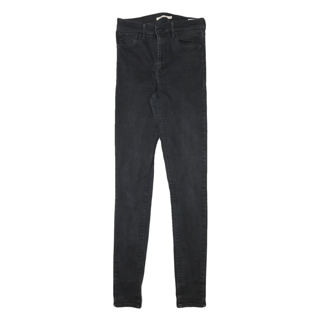 LEVI'S Womens Slim Black Skinny Denim Dark Jeans W26 L33 Stylish Zip