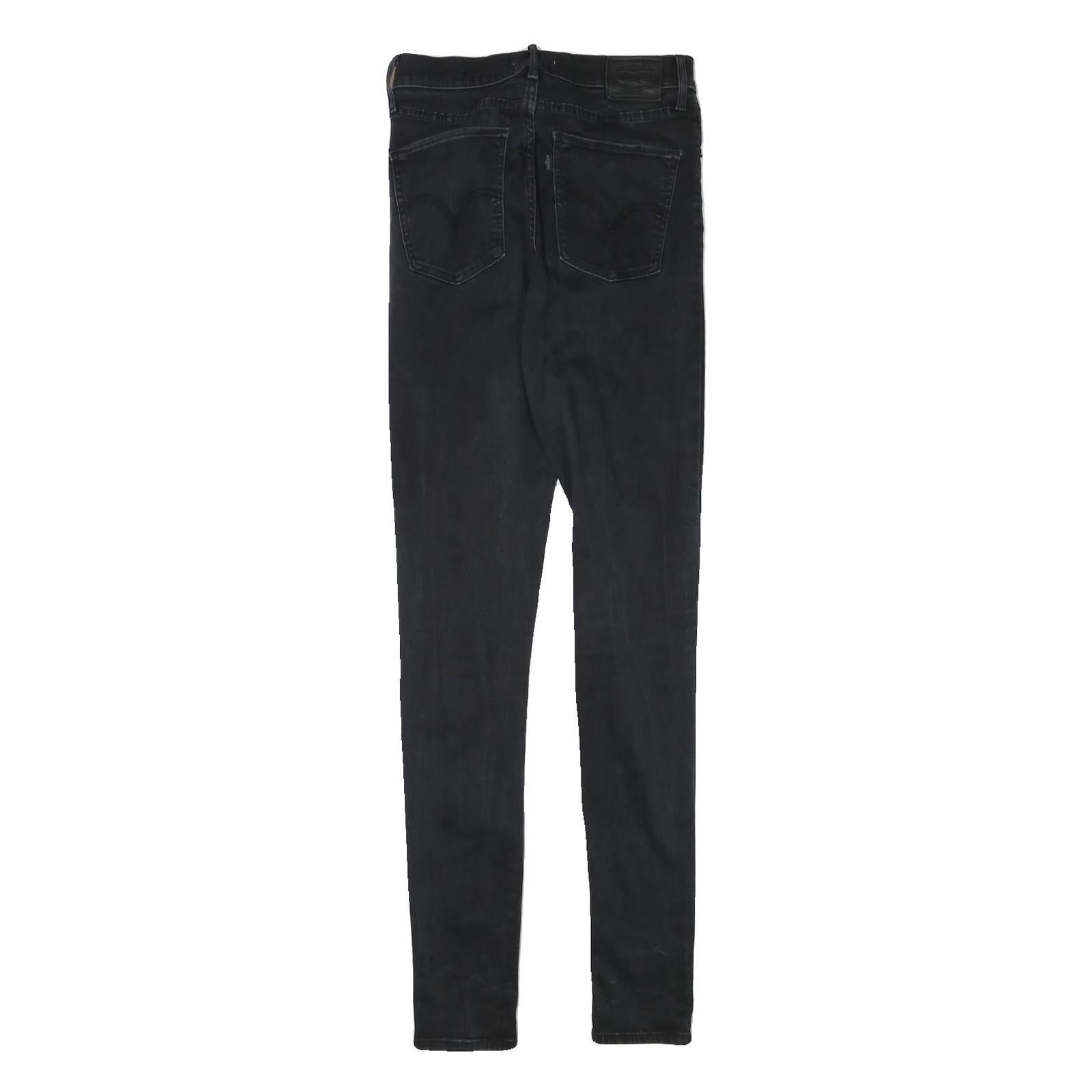 LEVI'S Womens Slim Black Skinny Denim Dark Jeans W26 L33 Stylish Zip