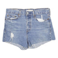 LEVI'S Womens Denim Blue Casual Shorts S W28 Distressed Raw Hem