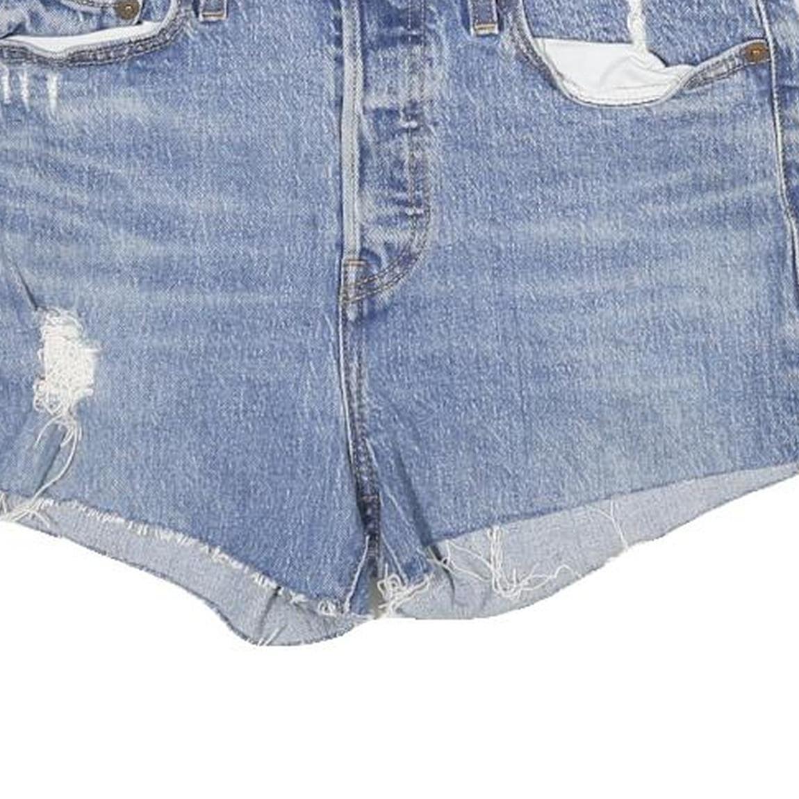 LEVI'S Womens Denim Blue Casual Shorts S W28 Distressed Raw Hem