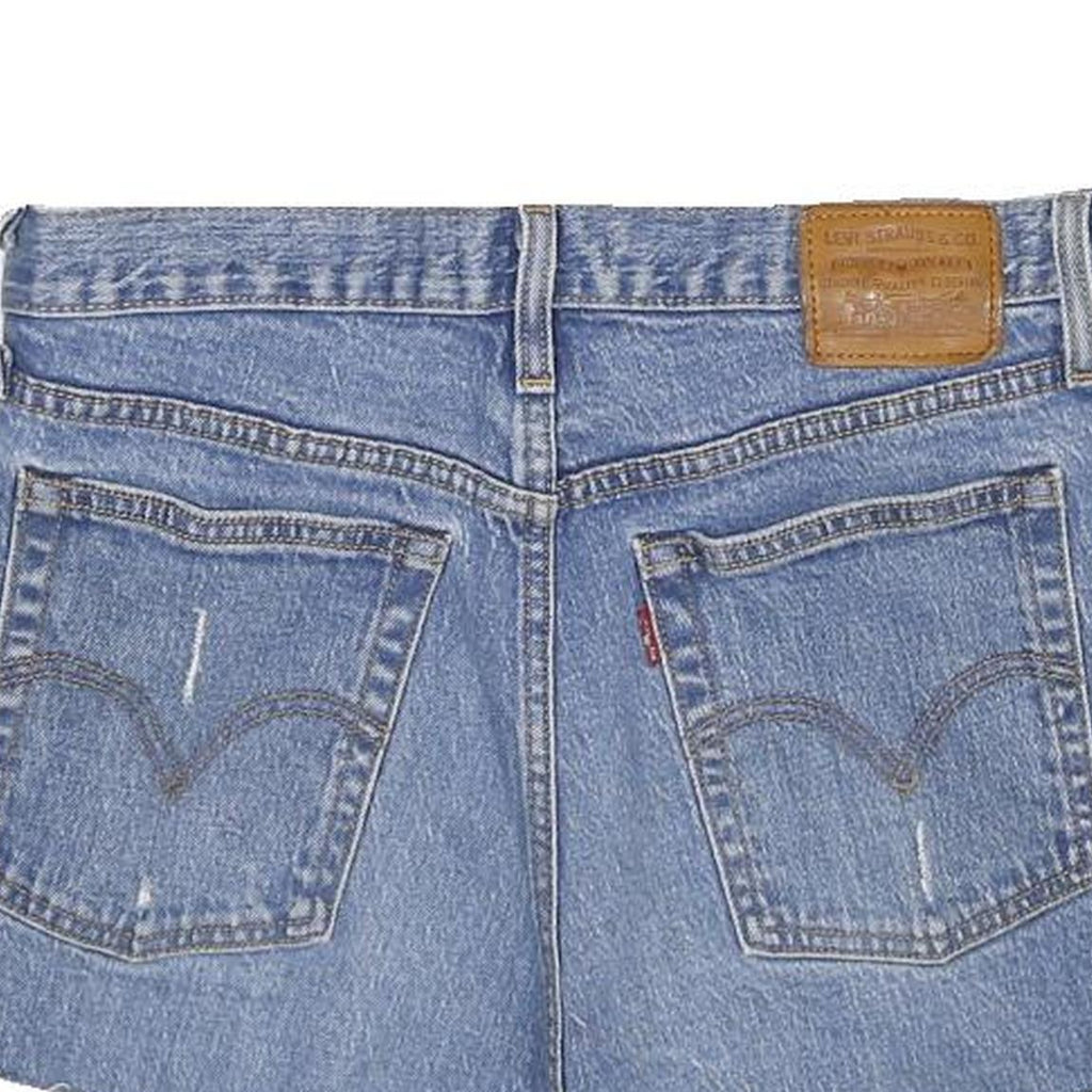 LEVI'S Womens Denim Blue Casual Shorts S W28 Distressed Raw Hem