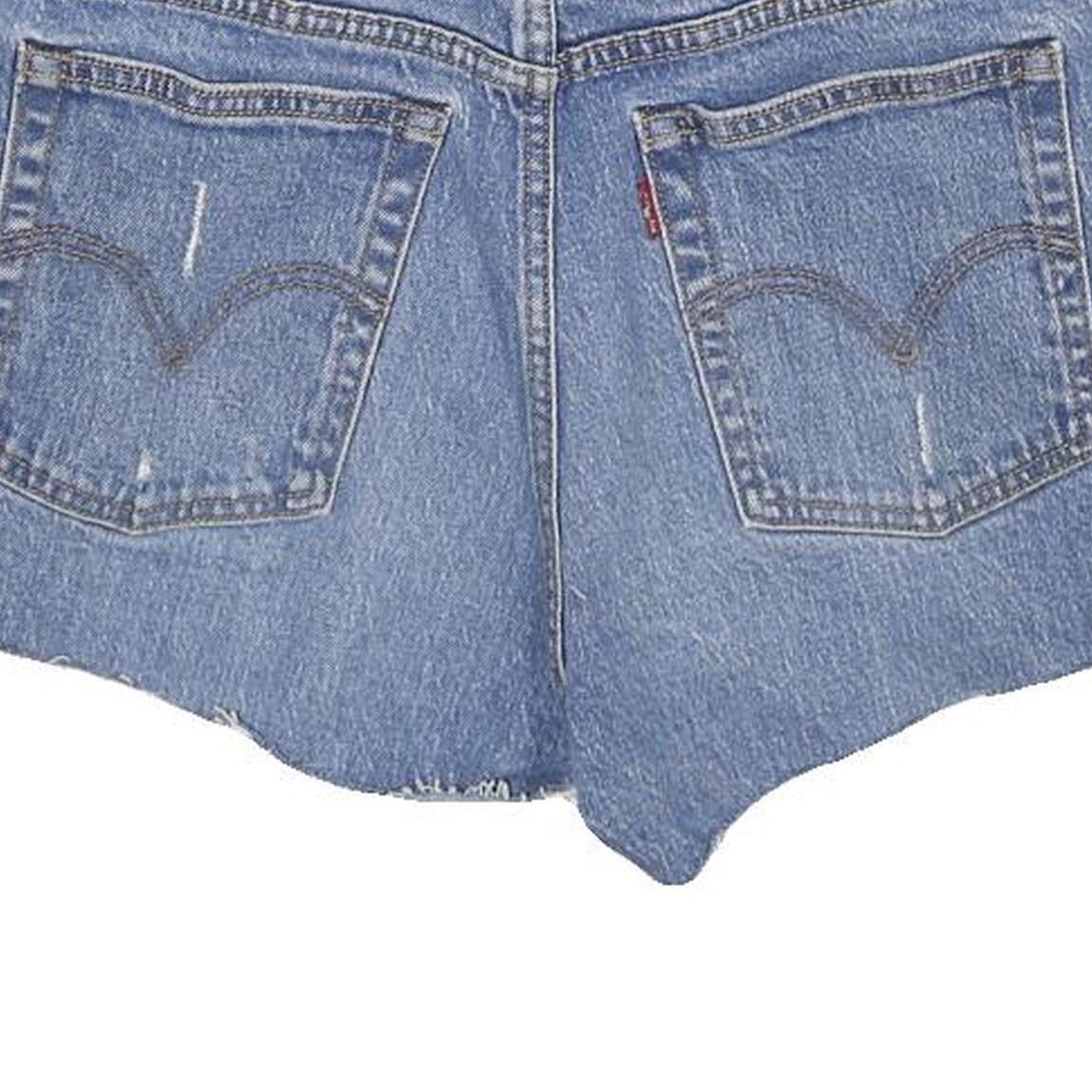 LEVI'S Womens Denim Blue Casual Shorts S W28 Distressed Raw Hem