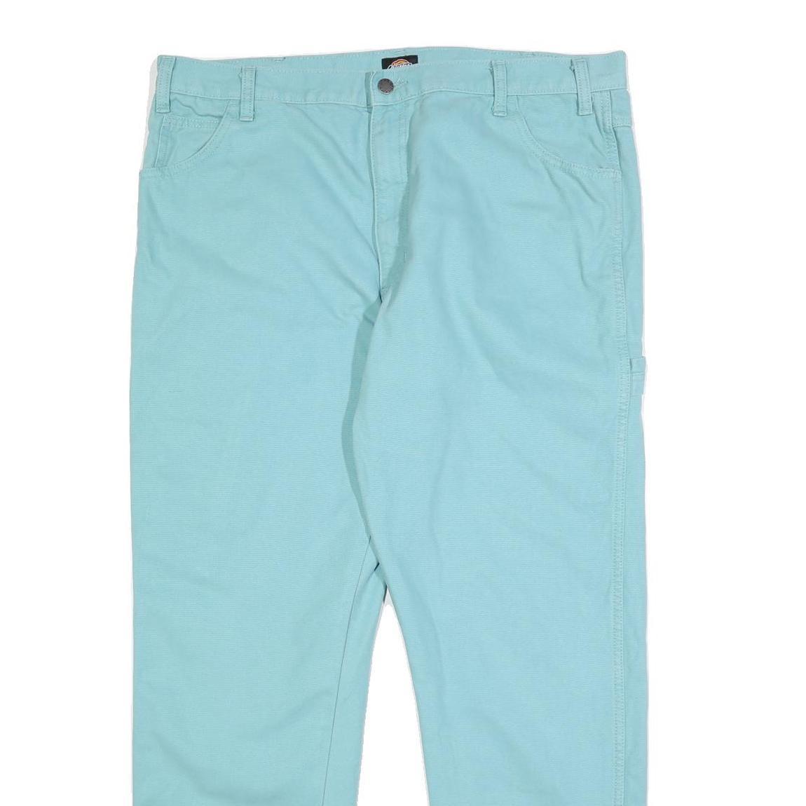 DICKIES Mens Cotton Regular Fit Straight Leg Trousers W38 L32 Pale Blue Workwear