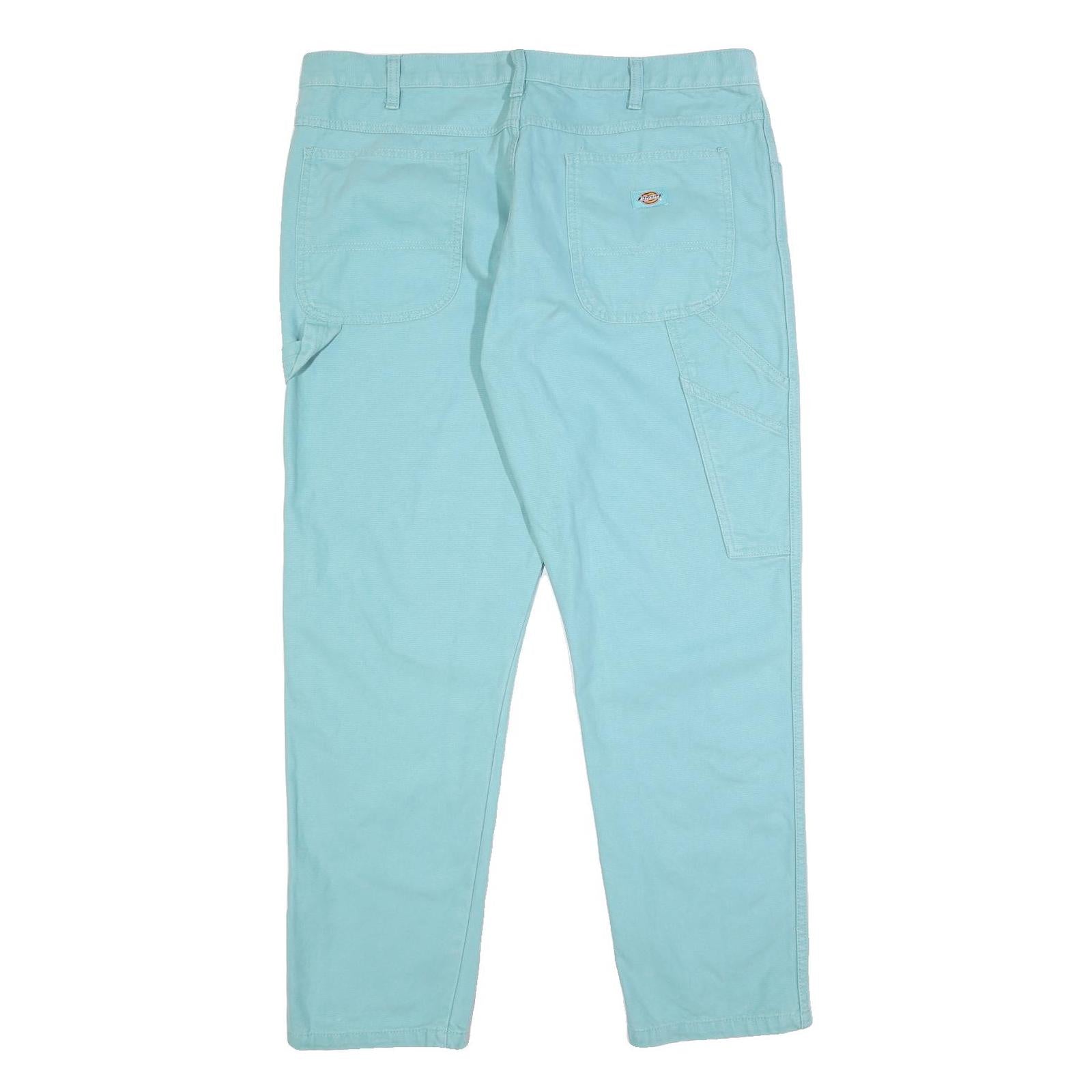 DICKIES Mens Cotton Regular Fit Straight Leg Trousers W38 L32 Pale Blue Workwear