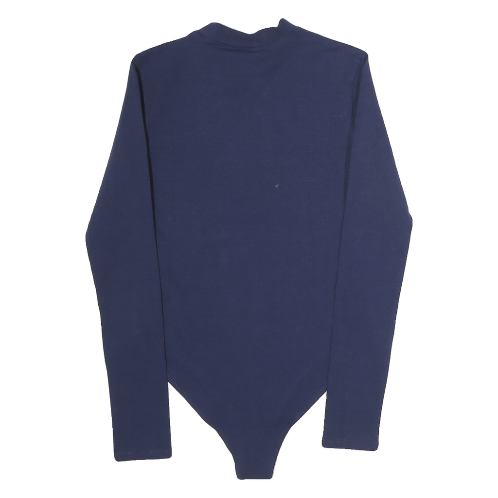FILA Womens Navy Blue Logo Printed Bodysuit Long Sleeve Crew Neck XS Cotton