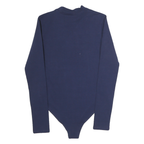 FILA Womens Navy Blue Logo Printed Bodysuit Long Sleeve Crew Neck XS Cotton