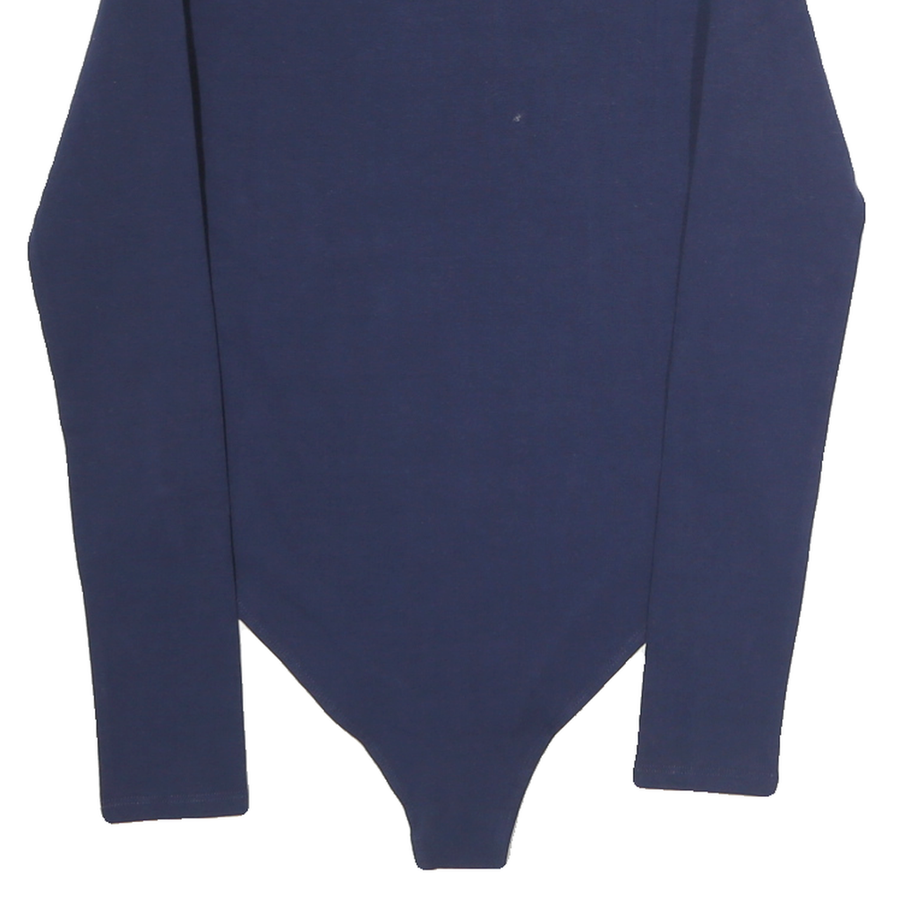 FILA Womens Navy Blue Logo Printed Bodysuit Long Sleeve Crew Neck XS Cotton