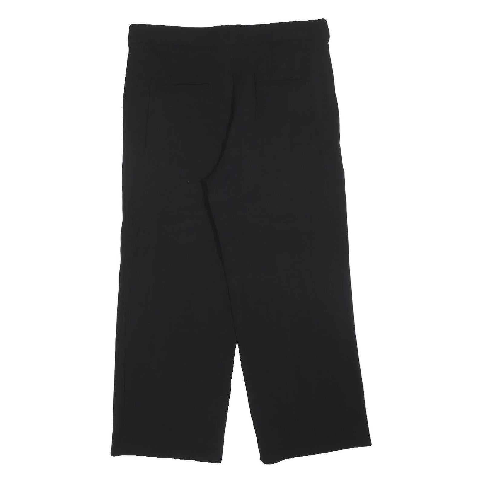 MASSIMO DUTTI Womens Black Polyester Blend Relaxed Straight Trousers W36 L28