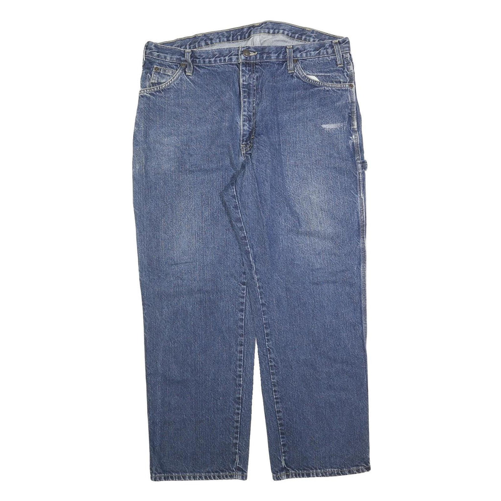 DICKIES Mens Jeans Blue Regular Straight Denim Medium W38 L30 Workwear Zip