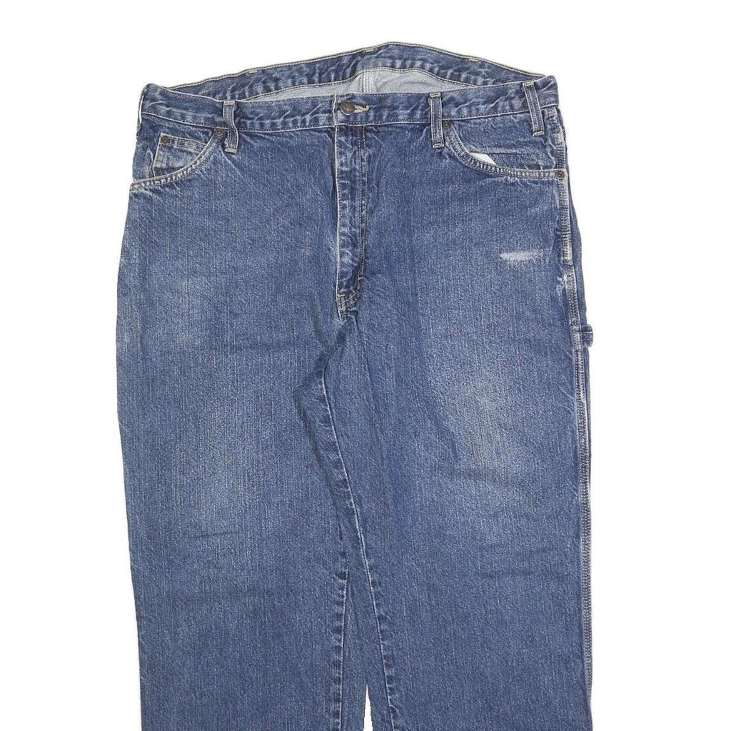 DICKIES Mens Jeans Blue Regular Straight Denim Medium W38 L30 Workwear Zip