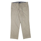 DOCKERS Mens Regular Beige Cotton Blend Trousers W36 L29 Classic Zip Closure