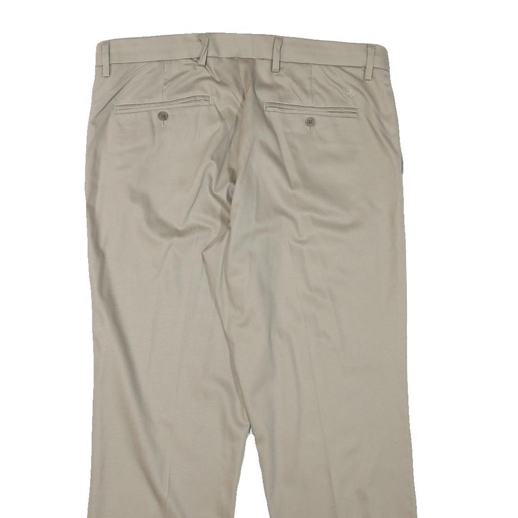 DOCKERS Mens Regular Beige Cotton Blend Trousers W36 L29 Classic Zip Closure