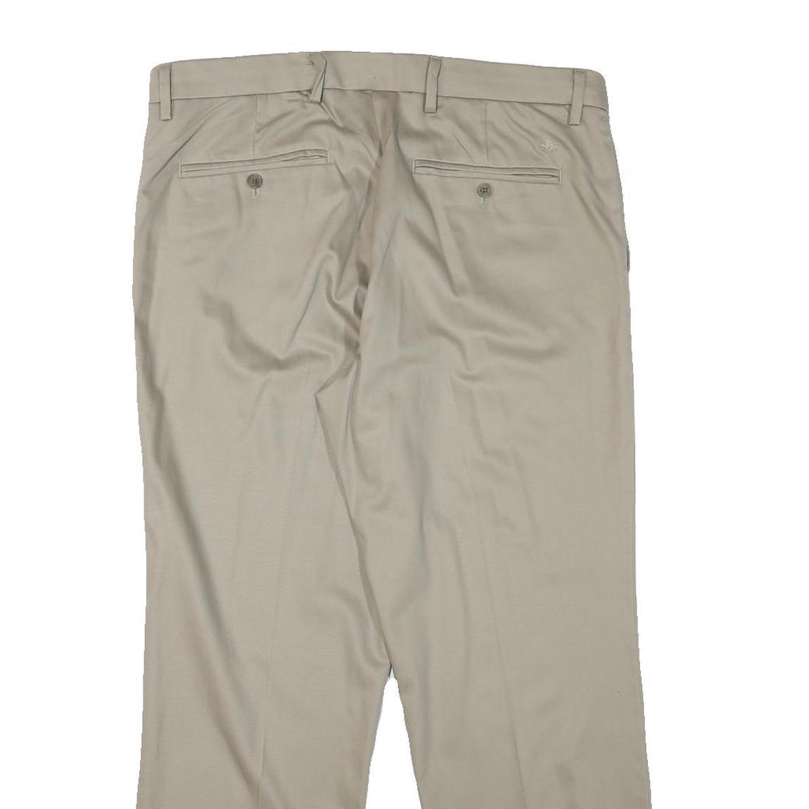 DOCKERS Mens Regular Beige Cotton Blend Trousers W36 L29 Classic Zip Closure