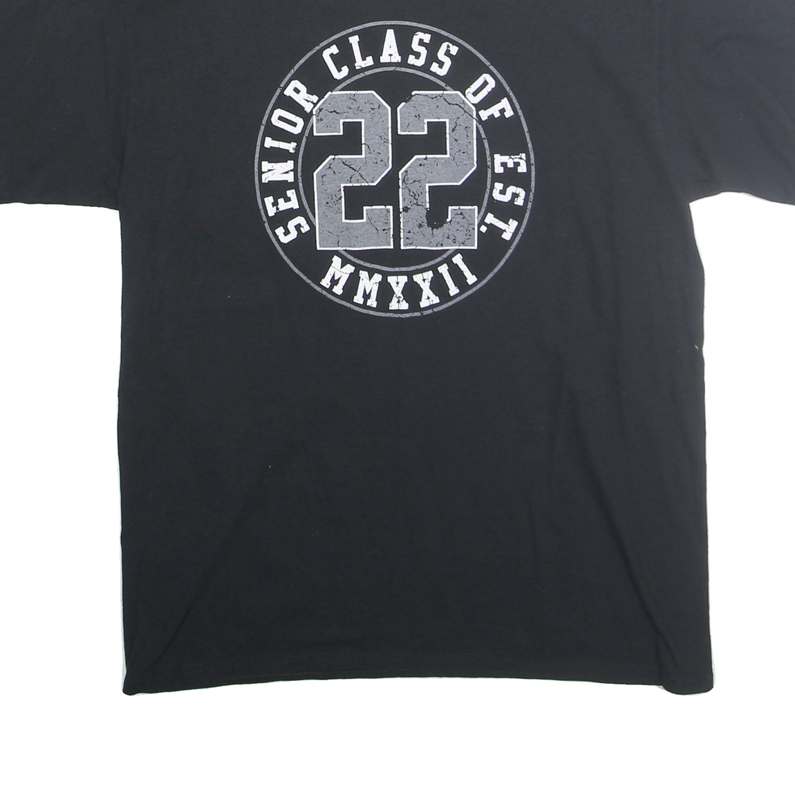 JOSTONS Mens Black Senior Class Of 22 Graphic T-Shirt L Short Sleeve Crew Neck