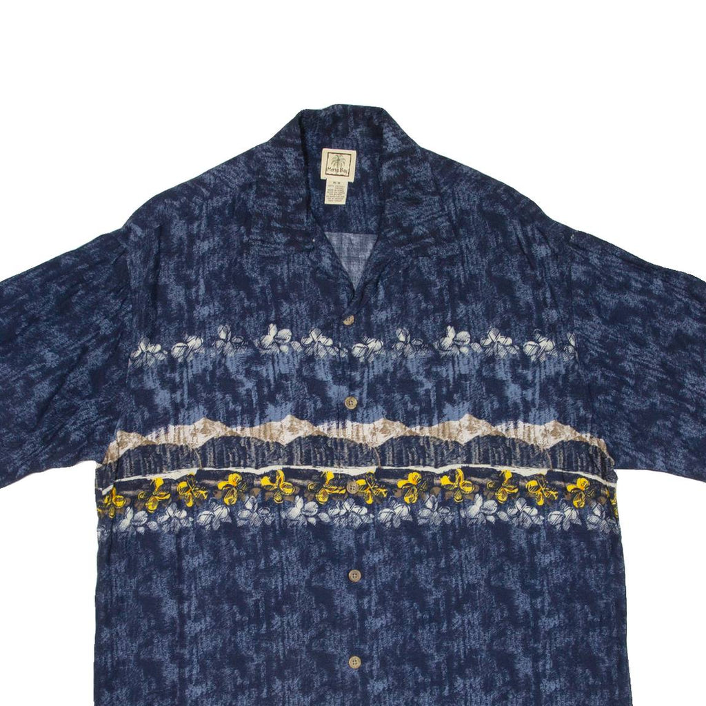 MORRO BAY Mens Hawaiian Shirt Blue Floral M