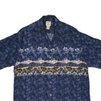 MORRO BAY Mens Hawaiian Shirt Blue Floral M