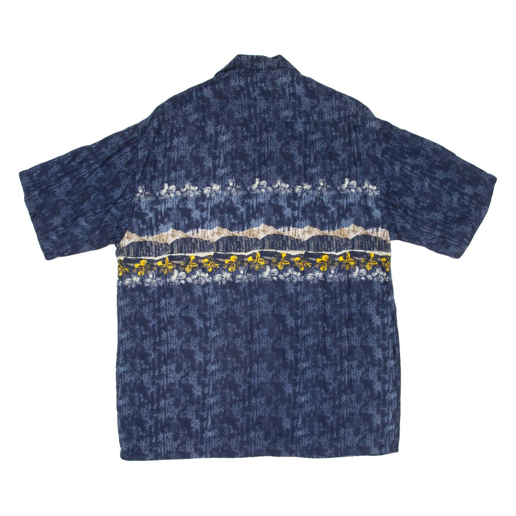MORRO BAY Mens Hawaiian Shirt Blue Floral M