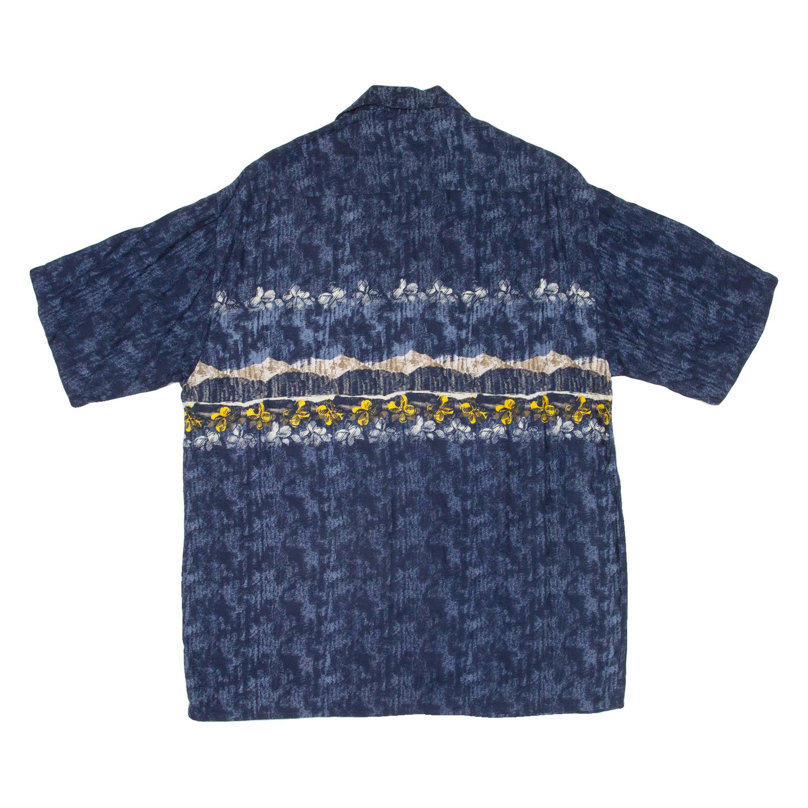 MORRO BAY Mens Hawaiian Shirt Blue Floral M