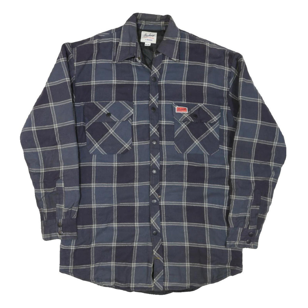 BUCKEYE Mens Blue Check Shirt M Cotton Blend Casual Workwear Button Pocket