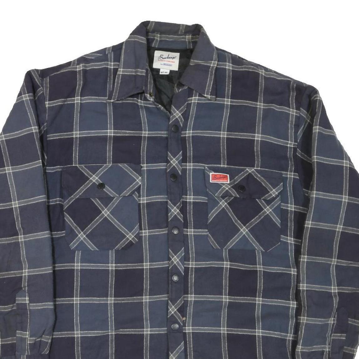 BUCKEYE Mens Blue Check Shirt M Cotton Blend Casual Workwear Button Pocket