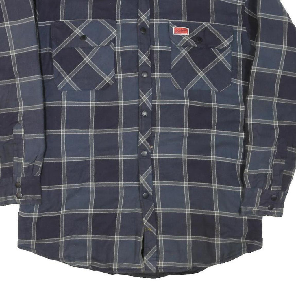 BUCKEYE Mens Blue Check Shirt M Cotton Blend Casual Workwear Button Pocket