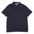 CALVIN KLEIN Mens Navy Short Sleeve Plain Polo Shirt M Cotton Blend Casual