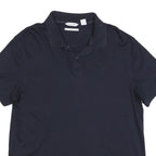 CALVIN KLEIN Mens Navy Short Sleeve Plain Polo Shirt M Cotton Blend Casual