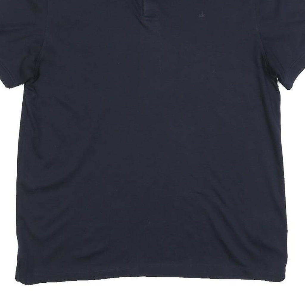 CALVIN KLEIN Mens Navy Short Sleeve Plain Polo Shirt M Cotton Blend Casual