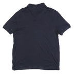 CALVIN KLEIN Mens Navy Short Sleeve Plain Polo Shirt M Cotton Blend Casual