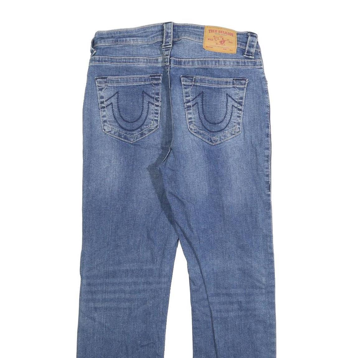 TRUE RELIGION Womens Slim Light Blue Denim Jeans W28 L26 Zip Closure Stylish