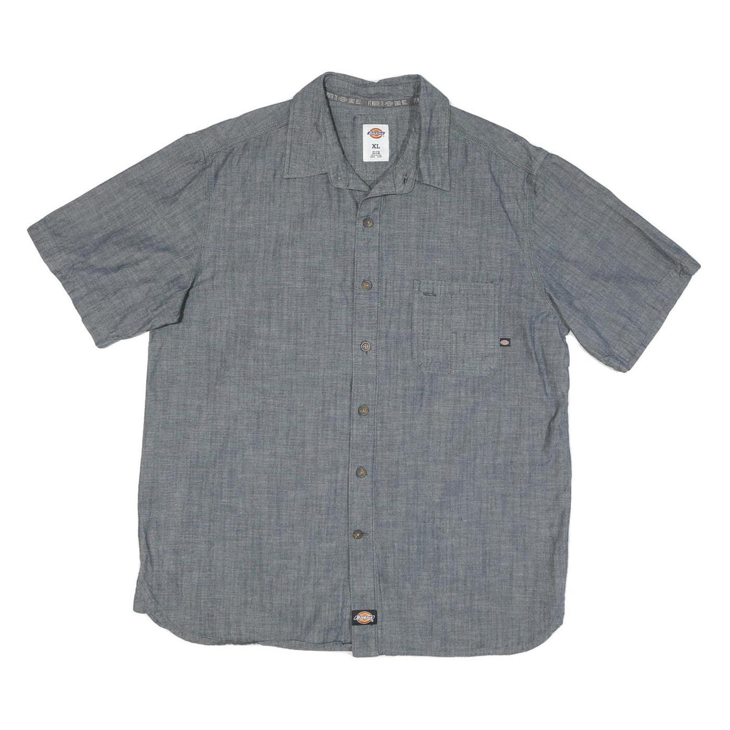 DICKIES Mens Grey Workwear Cotton Blend Shirt XL Casual Button-Up