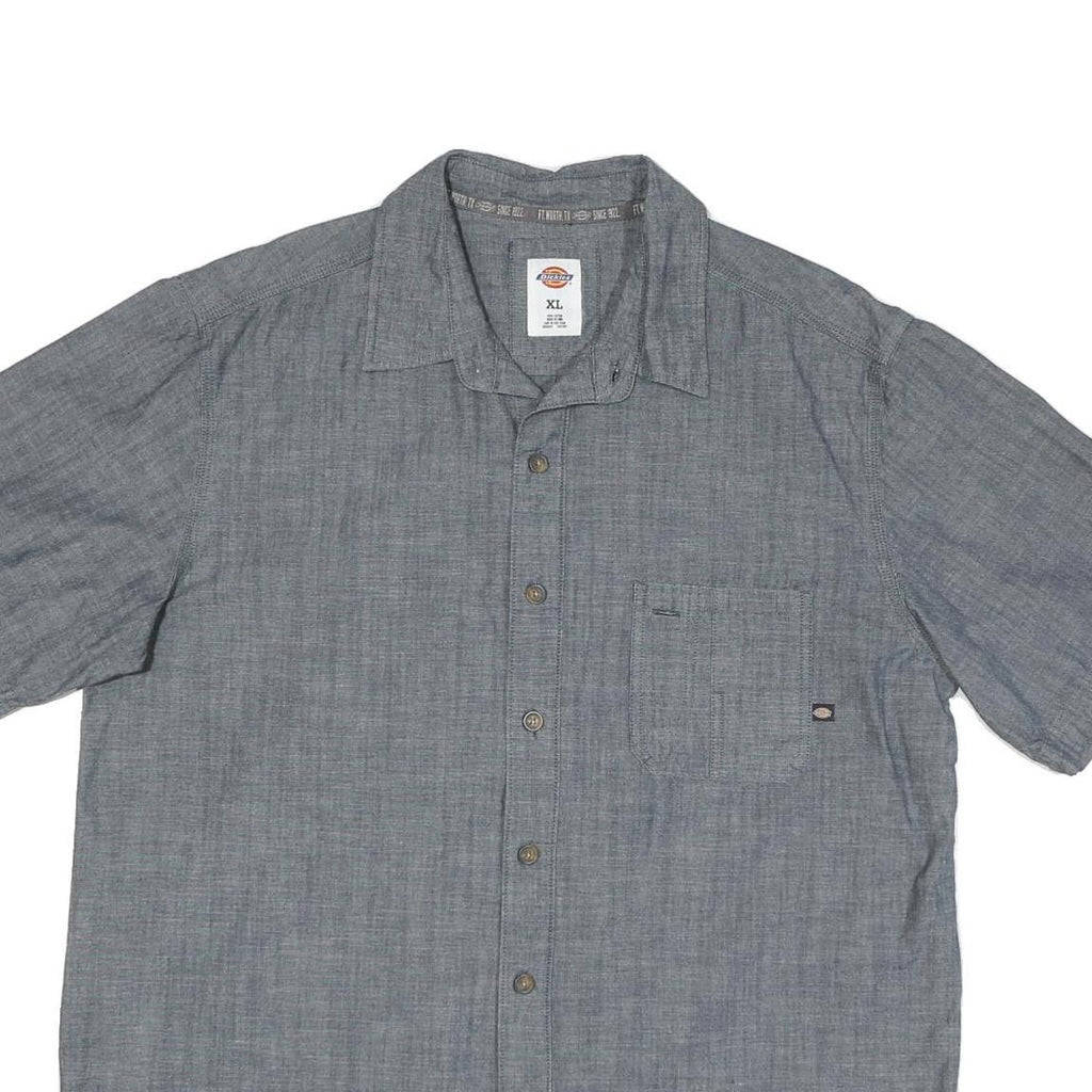 DICKIES Mens Grey Workwear Cotton Blend Shirt XL Casual Button-Up