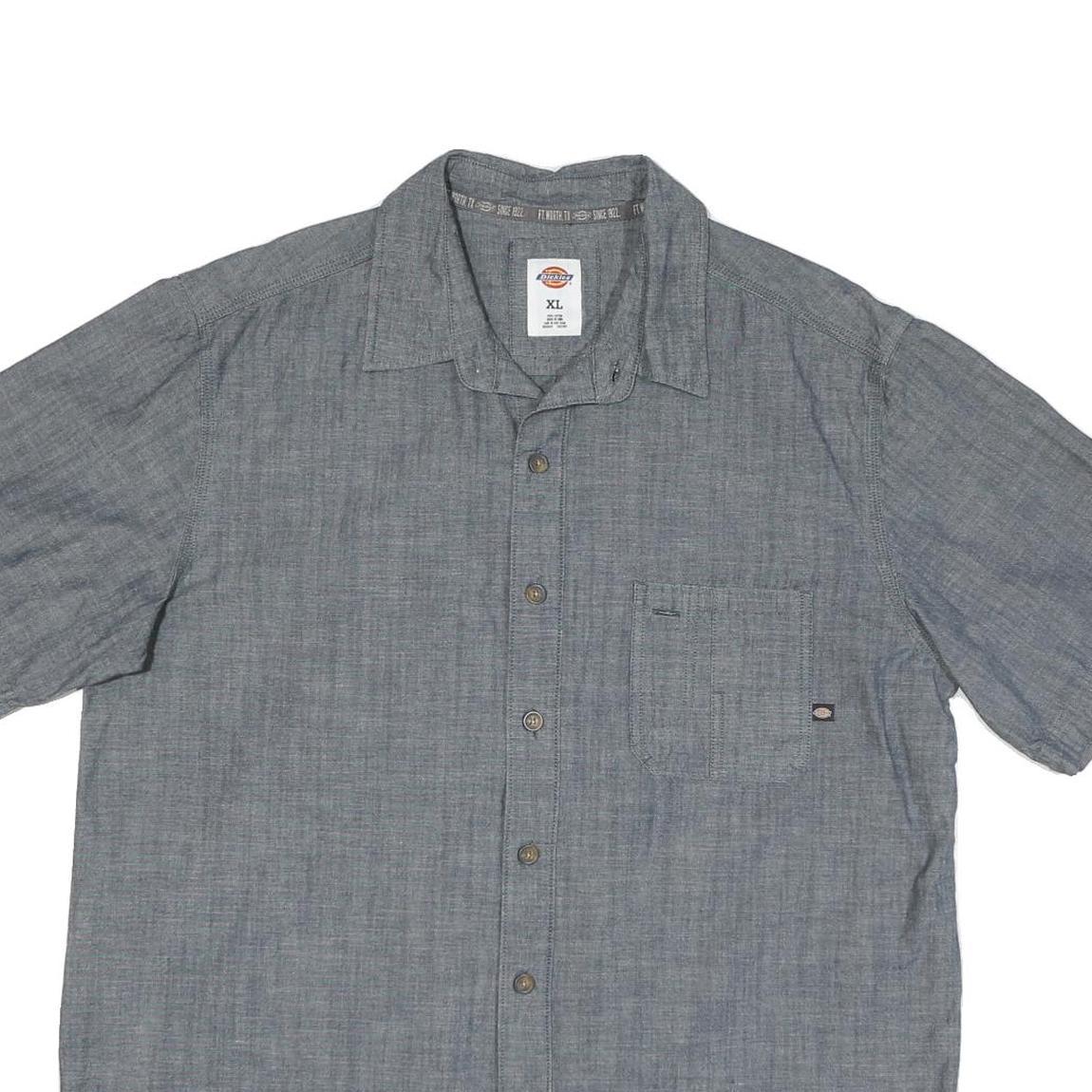 DICKIES Mens Grey Workwear Cotton Blend Shirt XL Casual Button-Up