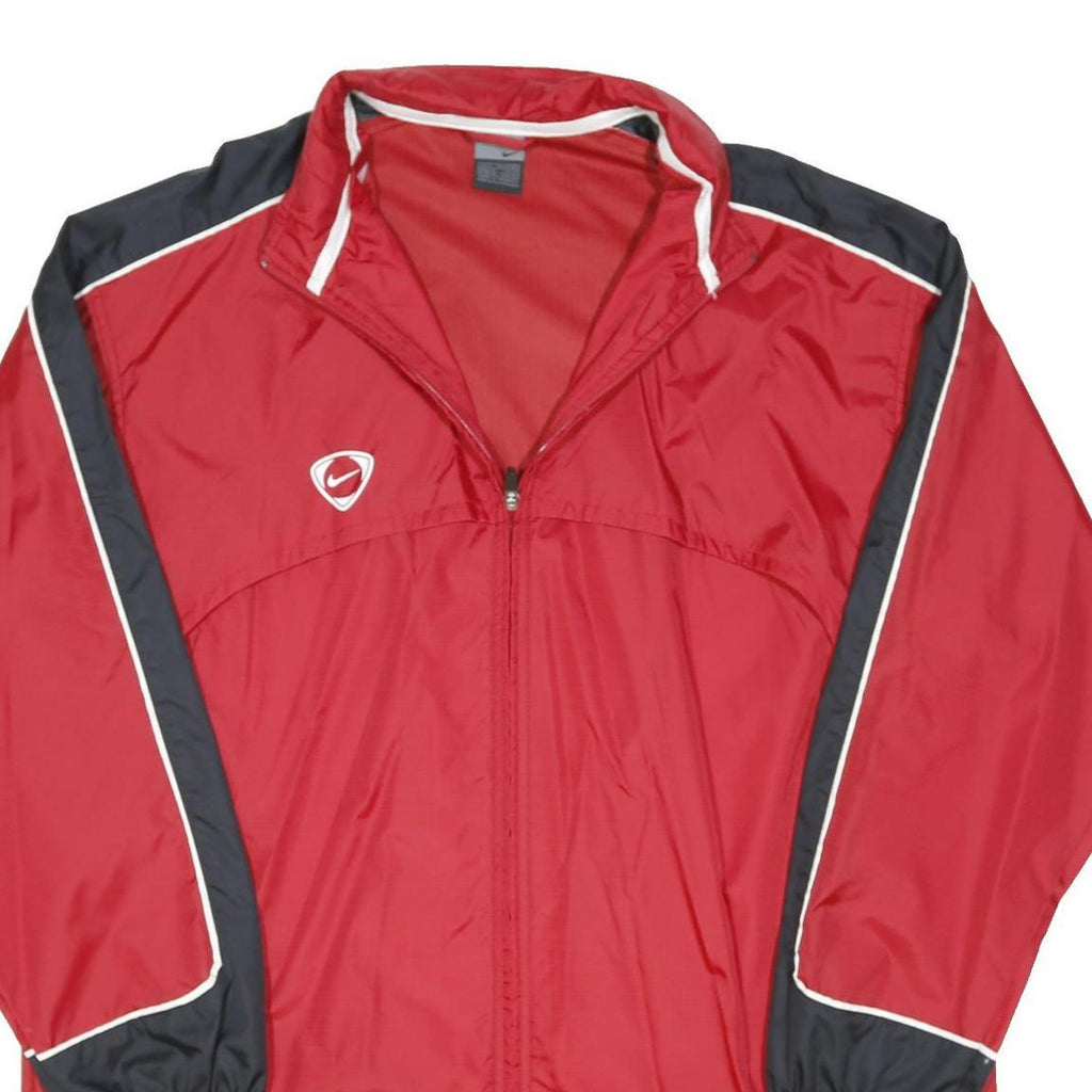 NIKE Mens Red & Black Athletic Zip Jacket XL Polyester Blend Plain Lightweight