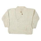 NUEVO AMERICANA Womens Cream Wool Patterned Roll Neck Chunky Knit Jumper L Cable