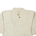 NUEVO AMERICANA Womens Cream Wool Patterned Roll Neck Chunky Knit Jumper L Cable