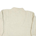 NUEVO AMERICANA Womens Cream Wool Patterned Roll Neck Chunky Knit Jumper L Cable