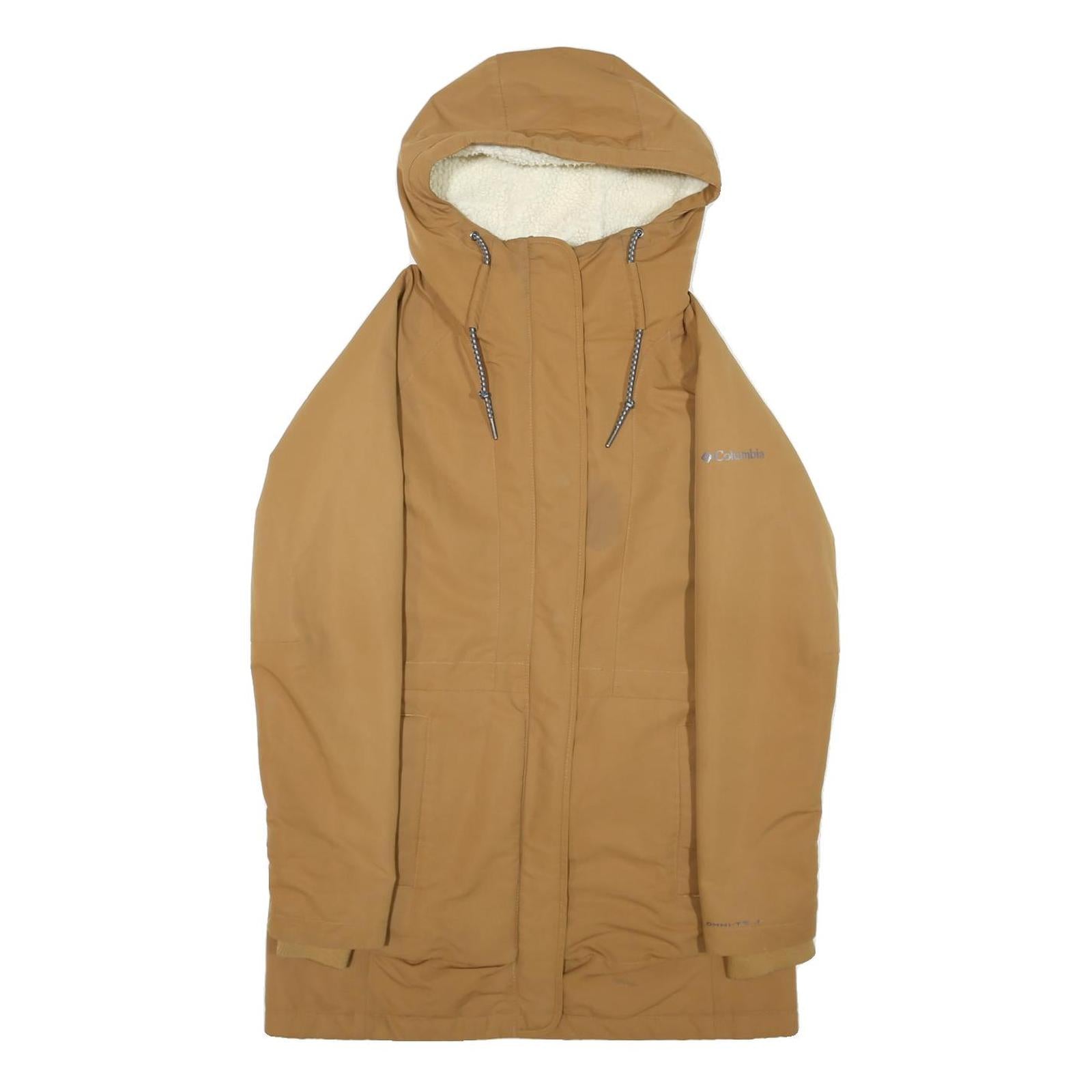 COLUMBIA Womens Brown Outdoor Jacket S Polyester Blend Woven Plain Zip Hooded