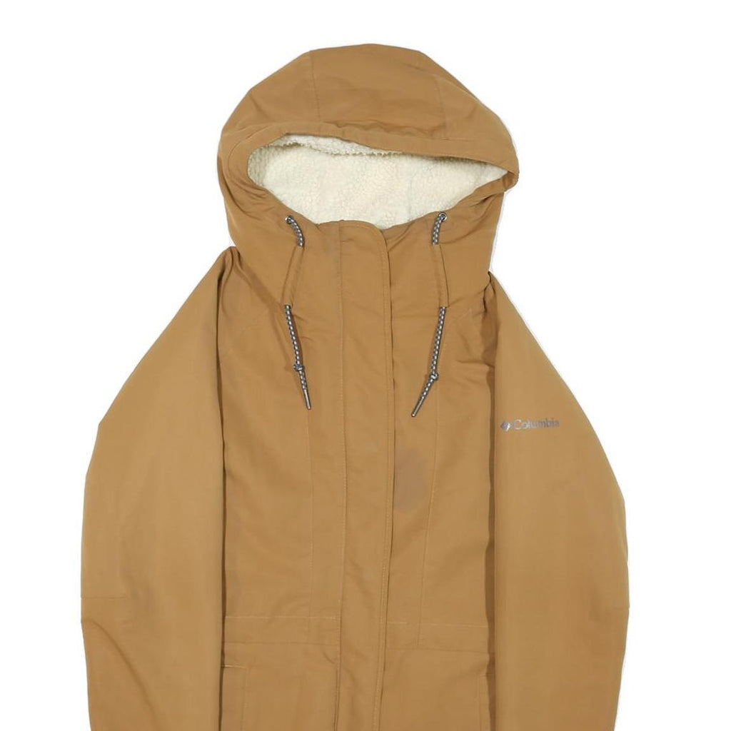 COLUMBIA Womens Brown Outdoor Jacket S Polyester Blend Woven Plain Zip Hooded