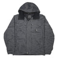 CARHARTT Slush Mens Grey & Black Nylon Zip Ski Jacket XL Plain Hooded Workwear