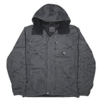 CARHARTT Slush Mens Grey & Black Nylon Zip Ski Jacket XL Plain Hooded Workwear