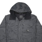 CARHARTT Slush Mens Grey & Black Nylon Zip Ski Jacket XL Plain Hooded Workwear