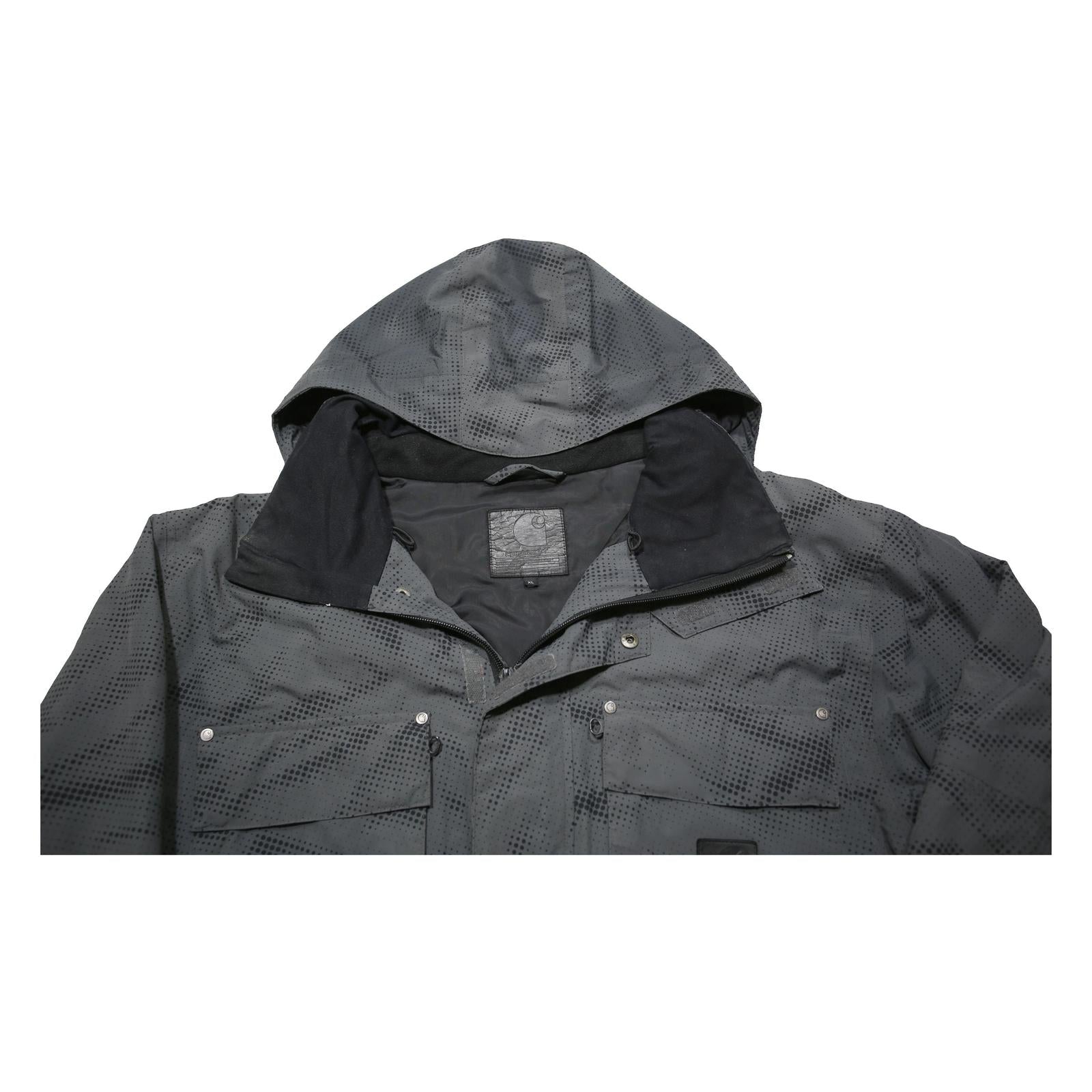 CARHARTT Slush Mens Grey & Black Nylon Zip Ski Jacket XL Plain Hooded Workwear