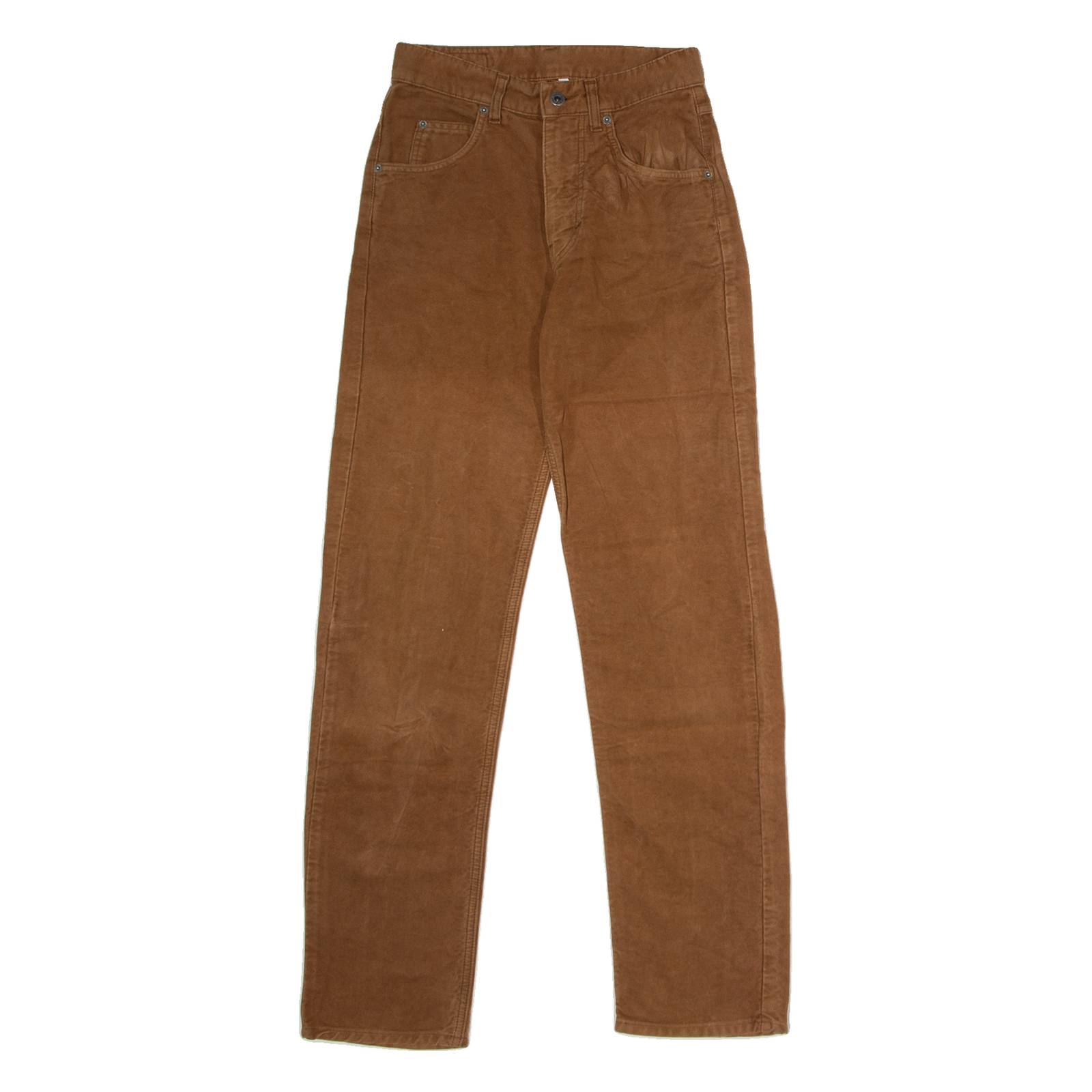 BENETTON Mens Flannel Trousers Brown Regular Straight W26 L30