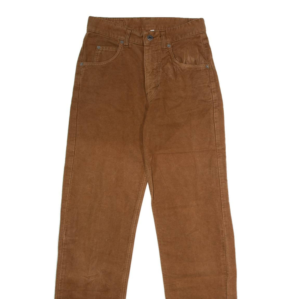 BENETTON Mens Flannel Trousers Brown Regular Straight W26 L30