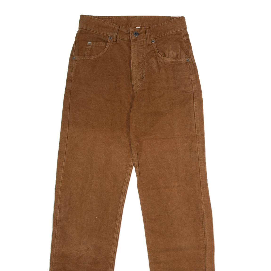 BENETTON Mens Flannel Trousers Brown Regular Straight W26 L30